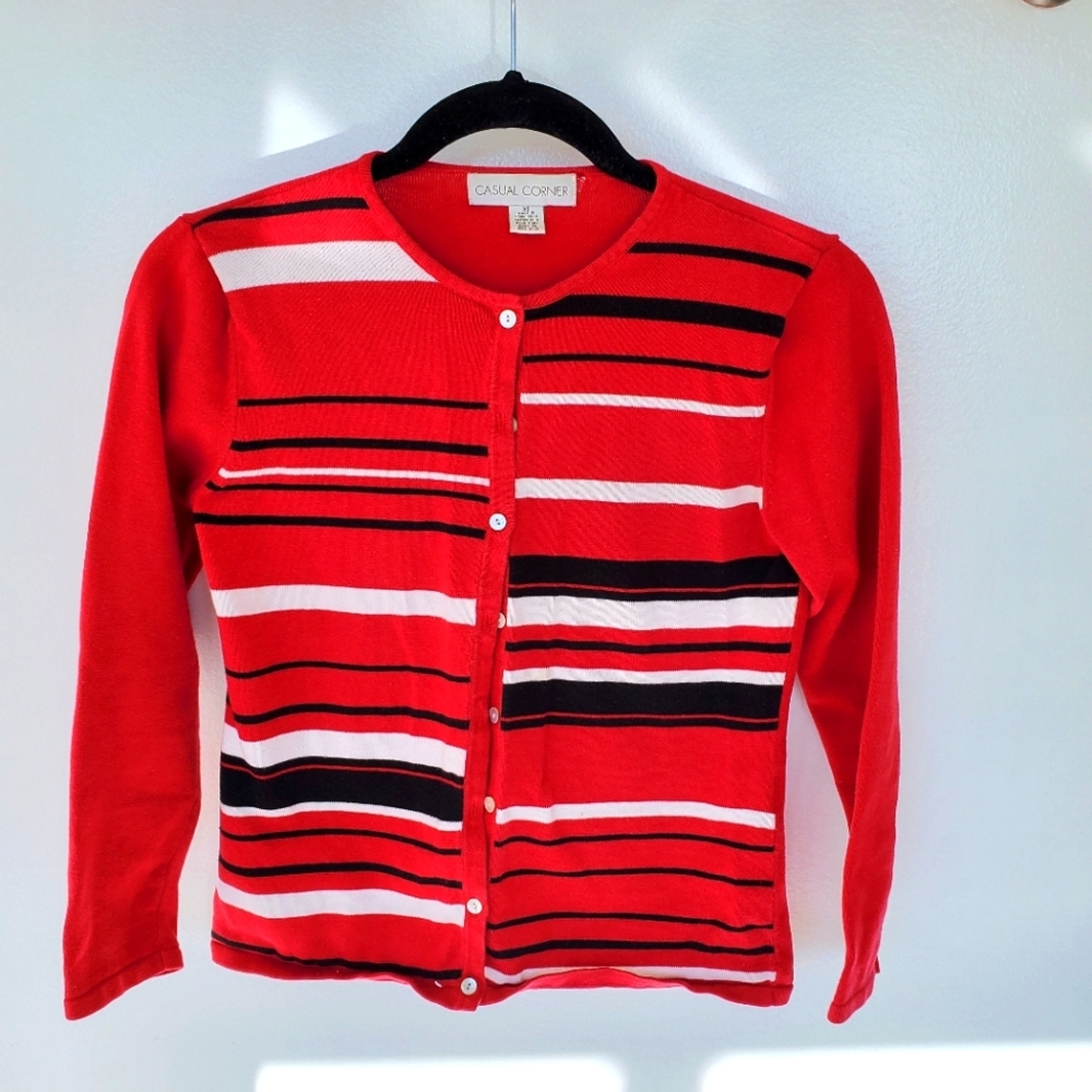 Casual Corner red button-up sweater